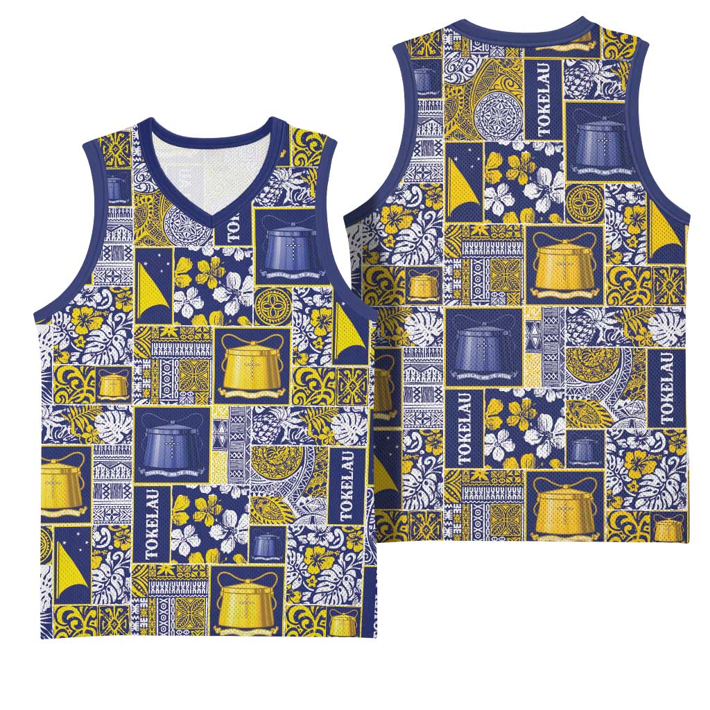 Tokelau Manuia te Kilihimahi Basketball Jersey Pacific Patchwork Xmas Vibes - Polynesian Pride