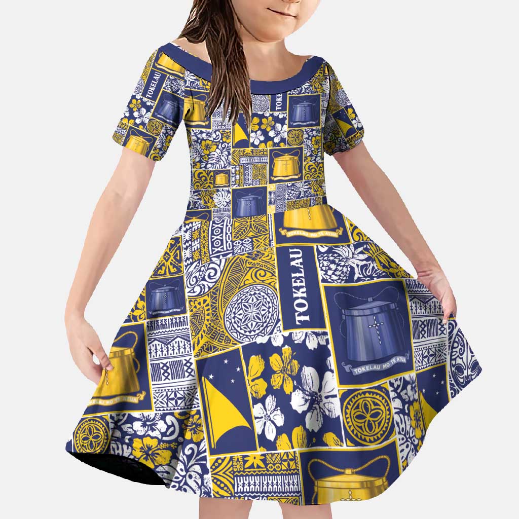 Tokelau Manuia te Kilihimahi Family Matching Off Shoulder Maxi Dress and Hawaiian Shirt Pacific Patchwork Xmas Vibes - Polynesian Pride