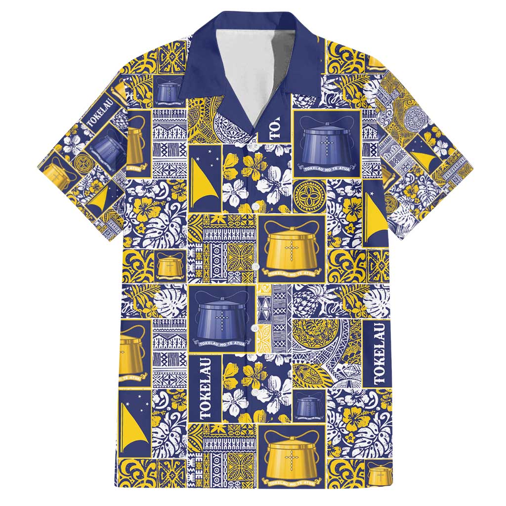 Tokelau Manuia te Kilihimahi Family Matching Off Shoulder Short Dress and Hawaiian Shirt Pacific Patchwork Xmas Vibes - Polynesian Pride