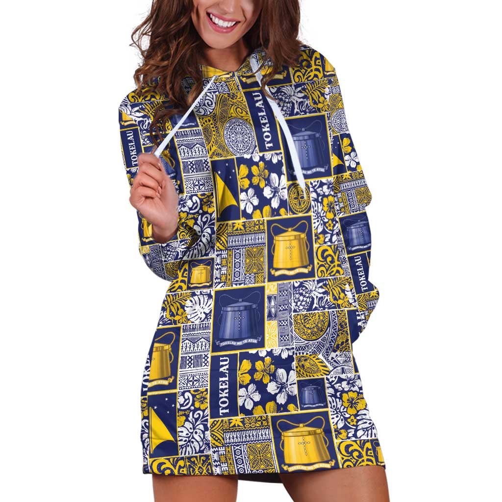 Tokelau Manuia te Kilihimahi Hoodie Dress Pacific Patchwork Xmas Vibes - Polynesian Pride
