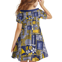 Tokelau Manuia te Kilihimahi Kid Short Sleeve Dress Pacific Patchwork Xmas Vibes - Polynesian Pride