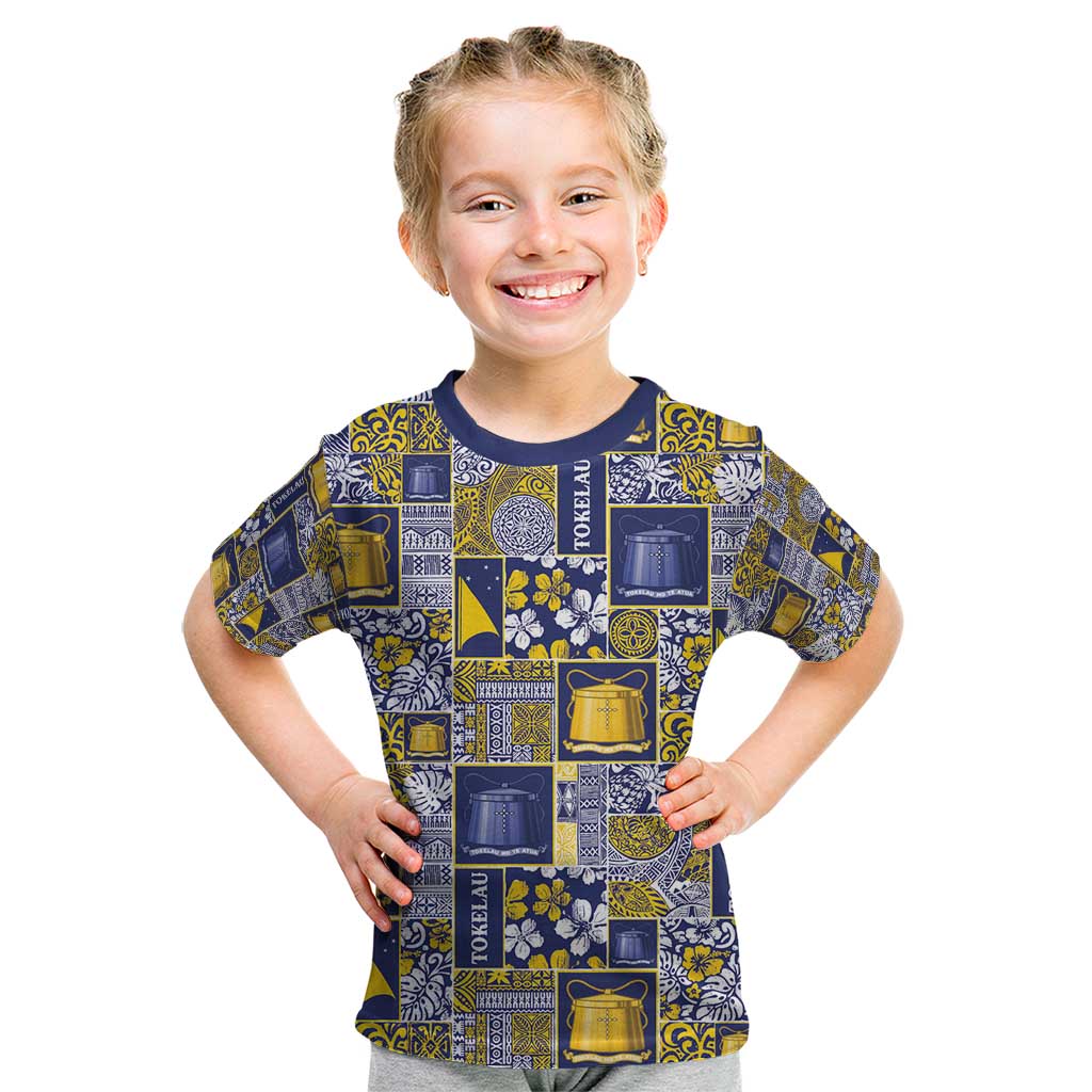 Tokelau Manuia te Kilihimahi Kid T Shirt Pacific Patchwork Xmas Vibes - Polynesian Pride