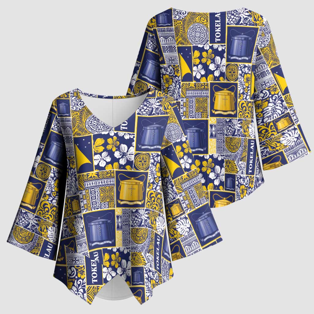 Tokelau Manuia te Kilihimahi Kimono Sleeve Blouse Pacific Patchwork Xmas Vibes - Polynesian Pride