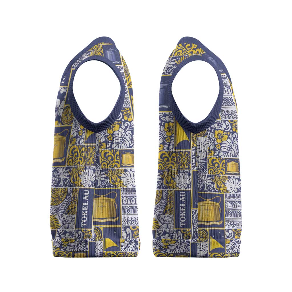 Tokelau Manuia te Kilihimahi Christmas Knitted V-Neck Vest Pacific Patchwork Xmas Vibes - Polynesian Pride