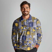 Tokelau Manuia te Kilihimahi Long Sleeve Polo Shirt Pacific Patchwork Xmas Vibes - Polynesian Pride