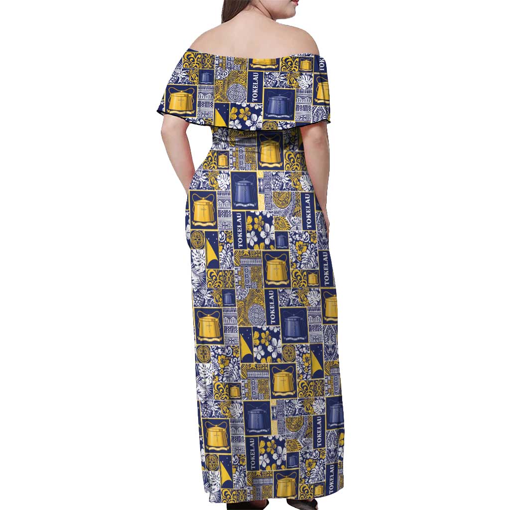Tokelau Manuia te Kilihimahi Off Shoulder Maxi Dress Pacific Patchwork Xmas Vibes - Polynesian Pride