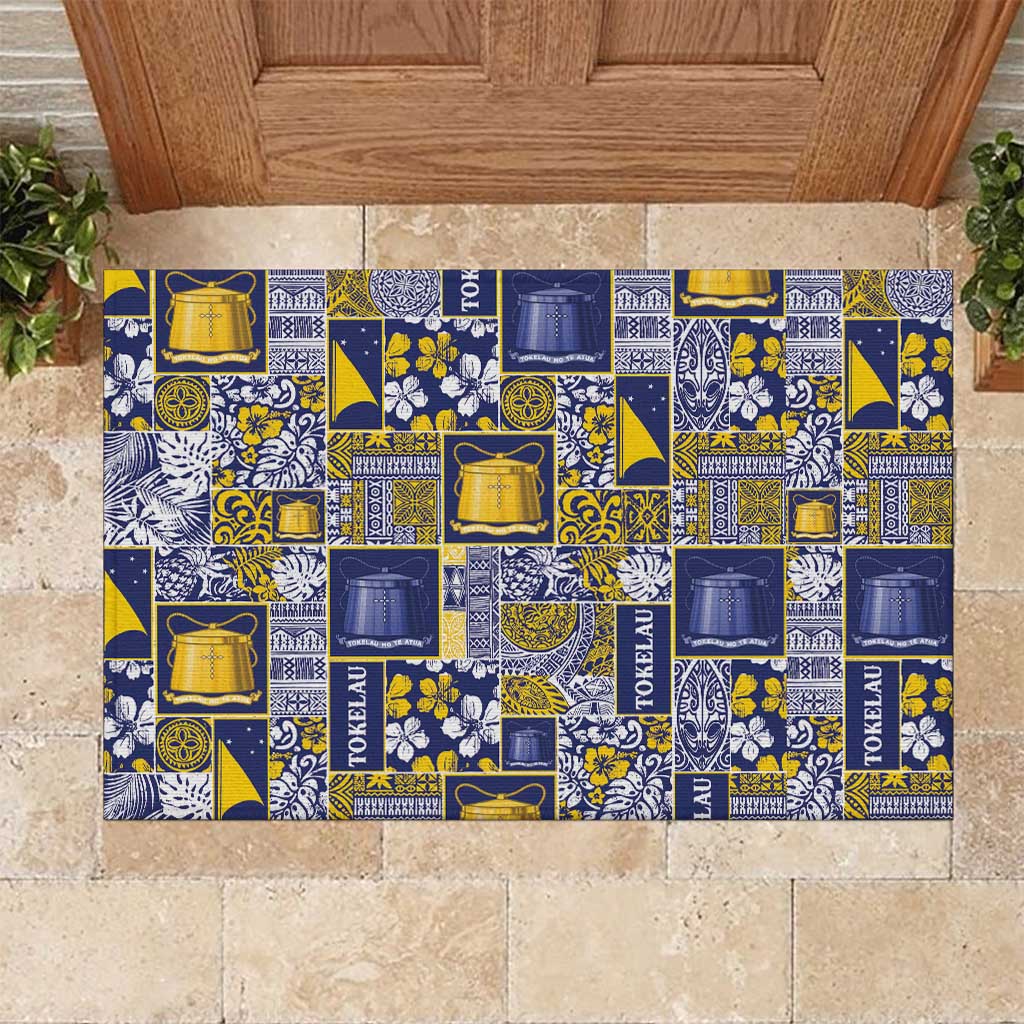 Tokelau Manuia te Kilihimahi Rubber Doormat Pacific Patchwork Xmas Vibes - Polynesian Pride