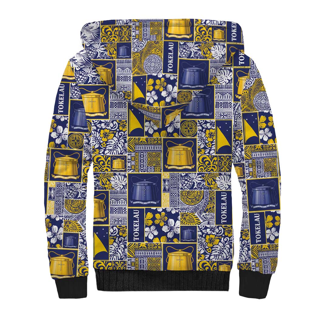 Tokelau Manuia te Kilihimahi Sherpa Hoodie Pacific Patchwork Xmas Vibes - Polynesian Pride