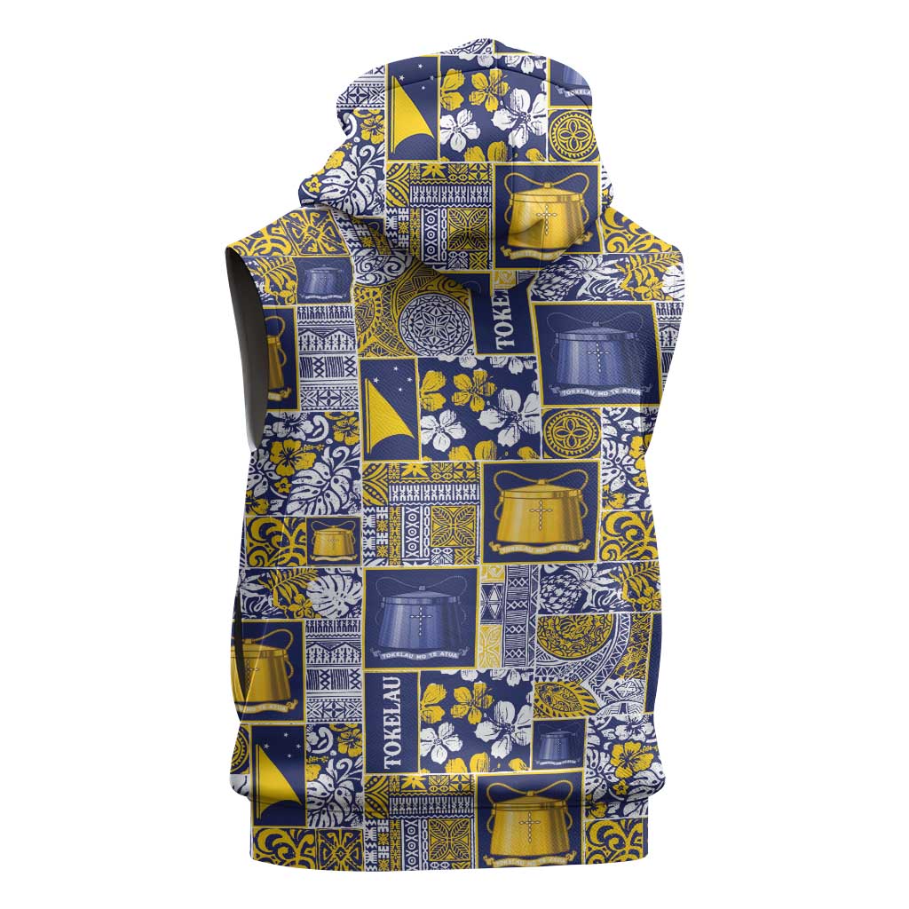 Tokelau Manuia te Kilihimahi Sleeveless Zip Hoodie Pacific Patchwork Xmas Vibes - Polynesian Pride