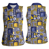 Tokelau Manuia te Kilihimahi Women Sleeveless Polo Shirt Pacific Patchwork Xmas Vibes - Polynesian Pride