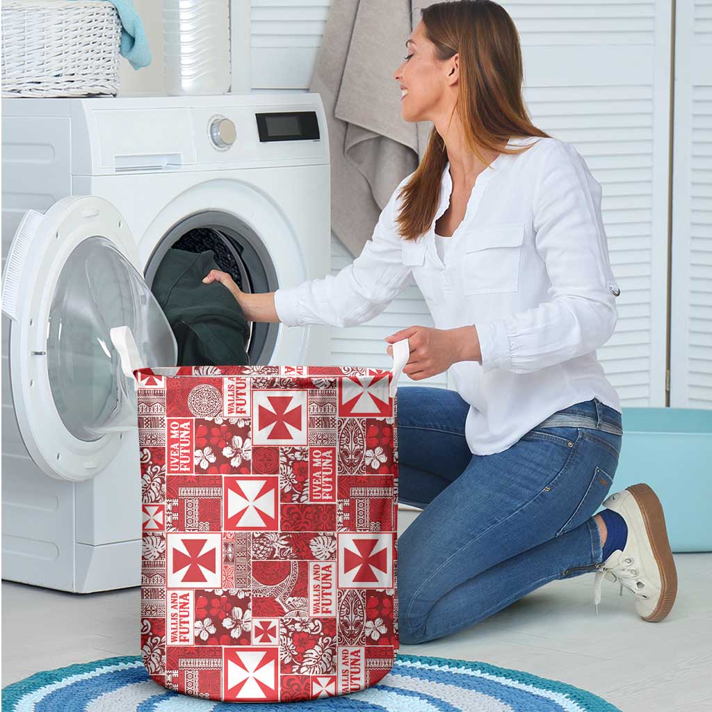 Wallis Et Futuna Kilisimasi Fiefia Laundry Basket Pacific Patchwork Xmas Vibes - Polynesian Pride