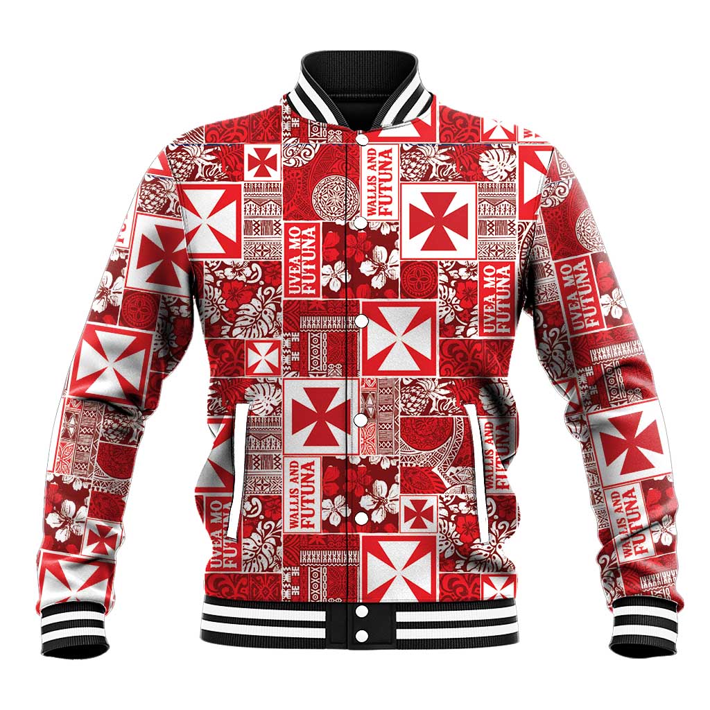 Wallis Et Futuna Kilisimasi Fiefia Baseball Jacket Pacific Patchwork Xmas Vibes - Polynesian Pride
