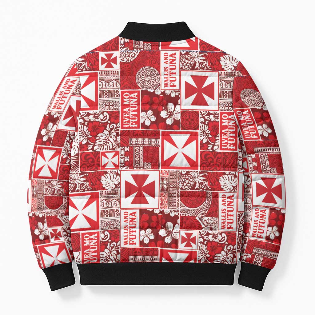 Wallis Et Futuna Kilisimasi Fiefia Bomber Puffer Jacket Pacific Patchwork Xmas Vibes - Polynesian Pride