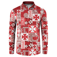 Wallis Et Futuna Kilisimasi Fiefia Button Sweatshirt Pacific Patchwork Xmas Vibes - Polynesian Pride