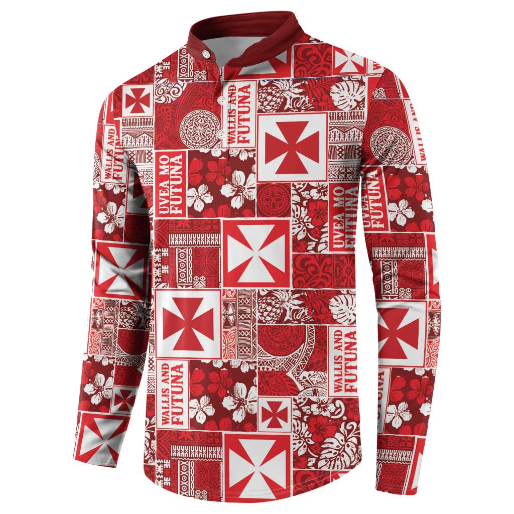 Wallis Et Futuna Kilisimasi Fiefia Button Sweatshirt Pacific Patchwork Xmas Vibes - Polynesian Pride