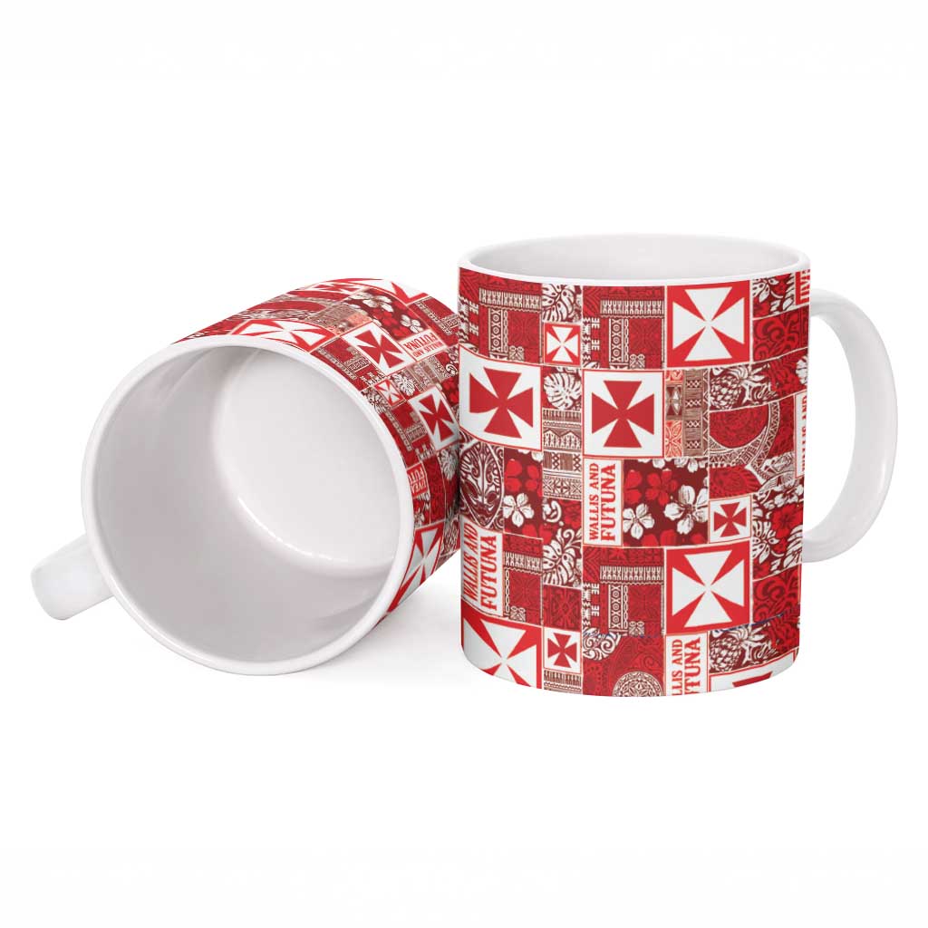 Wallis Et Futuna Kilisimasi Fiefia Ceramic Mug Pacific Patchwork Xmas Vibes - Polynesian Pride