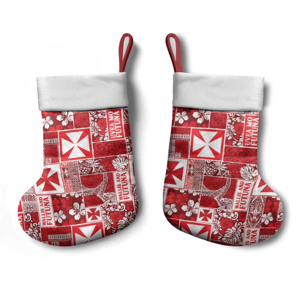 Wallis Et Futuna Kilisimasi Fiefia Christmas Stocking Pacific Patchwork Xmas Vibes - Polynesian Pride