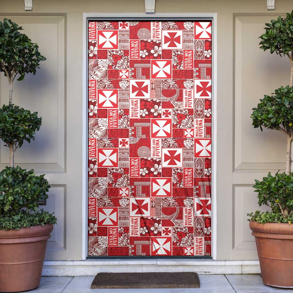 Wallis Et Futuna Kilisimasi Fiefia Door Cover Pacific Patchwork Xmas Vibes - Polynesian Pride