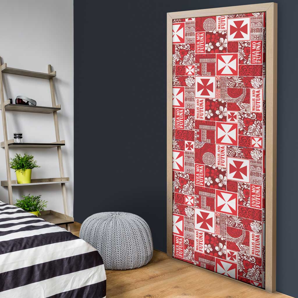 Wallis Et Futuna Kilisimasi Fiefia Door Cover Pacific Patchwork Xmas Vibes - Polynesian Pride