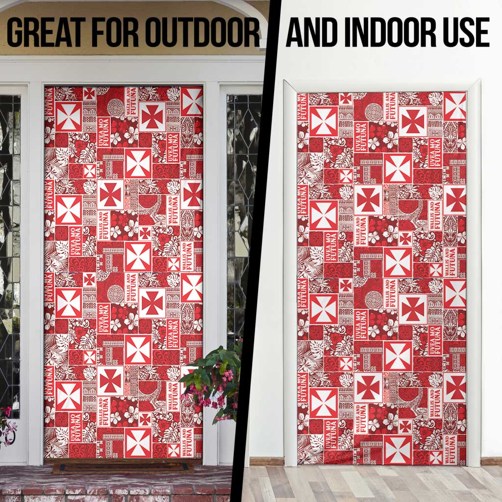 Wallis Et Futuna Kilisimasi Fiefia Door Cover Pacific Patchwork Xmas Vibes - Polynesian Pride