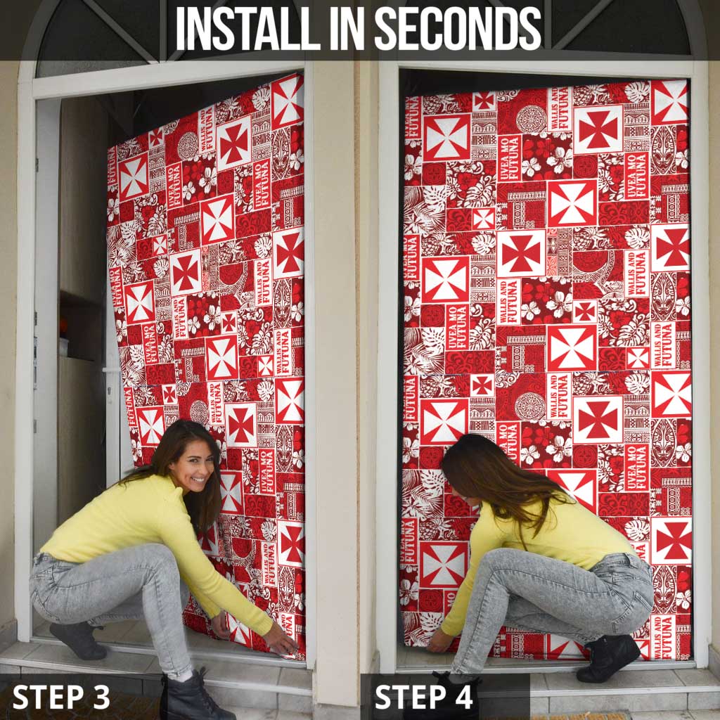 Wallis Et Futuna Kilisimasi Fiefia Door Cover Pacific Patchwork Xmas Vibes - Polynesian Pride