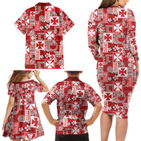 Wallis Et Futuna Kilisimasi Fiefia Family Matching Long Sleeve Bodycon Dress and Hawaiian Shirt Pacific Patchwork Xmas Vibes - Polynesian Pride