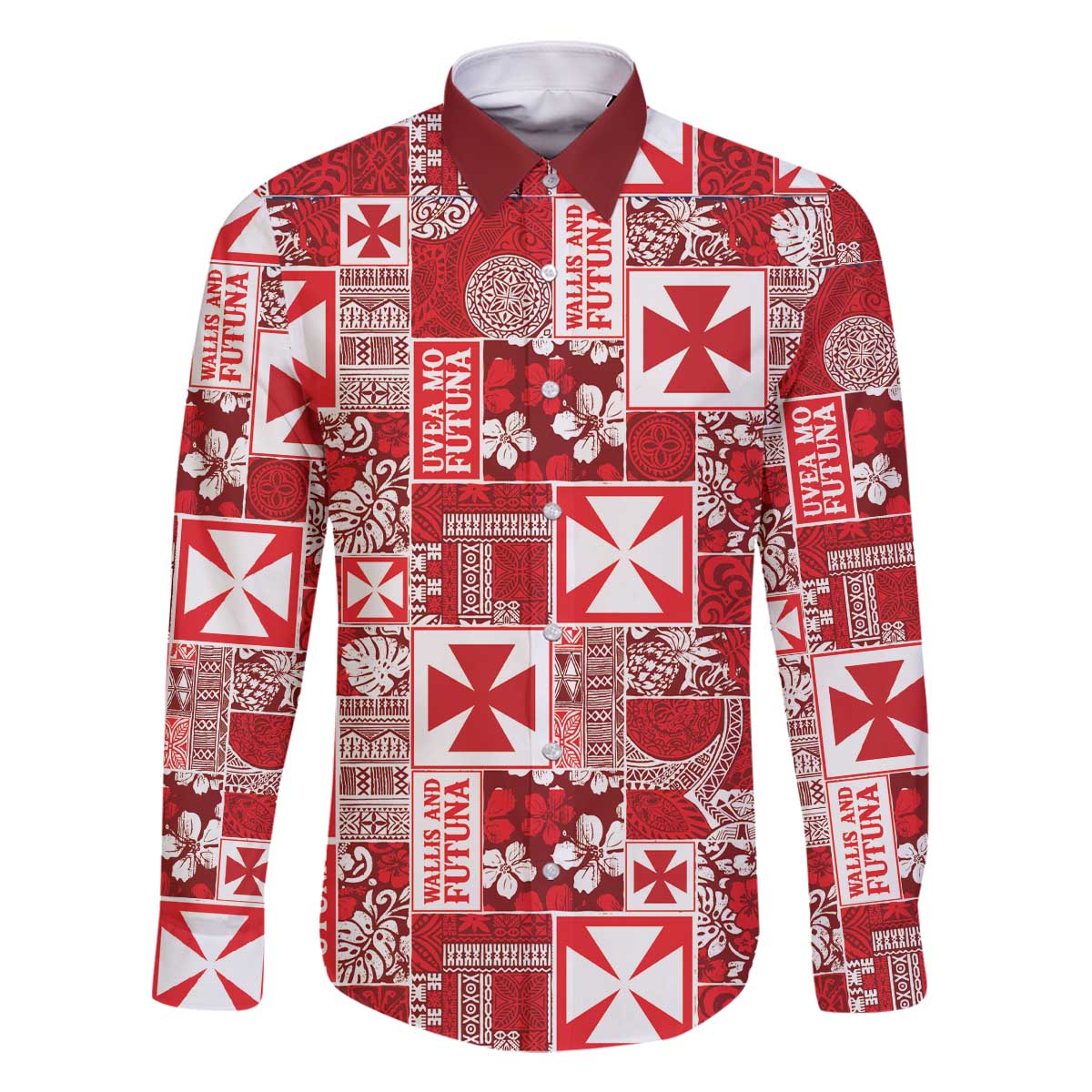 Wallis Et Futuna Kilisimasi Fiefia Family Matching Off The Shoulder Long Sleeve Dress and Hawaiian Shirt Pacific Patchwork Xmas Vibes - Polynesian Pride