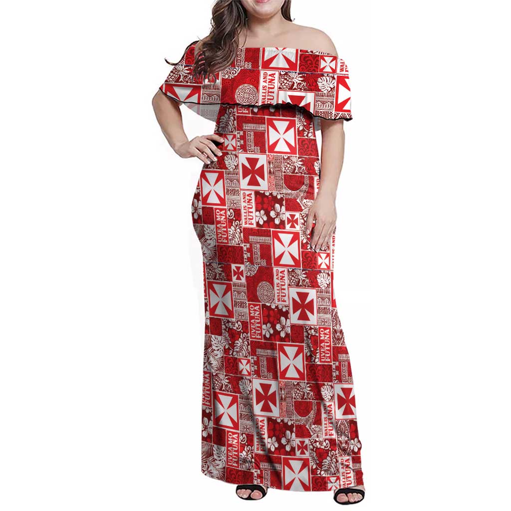 Wallis Et Futuna Kilisimasi Fiefia Family Matching Off Shoulder Maxi Dress and Hawaiian Shirt Pacific Patchwork Xmas Vibes - Polynesian Pride