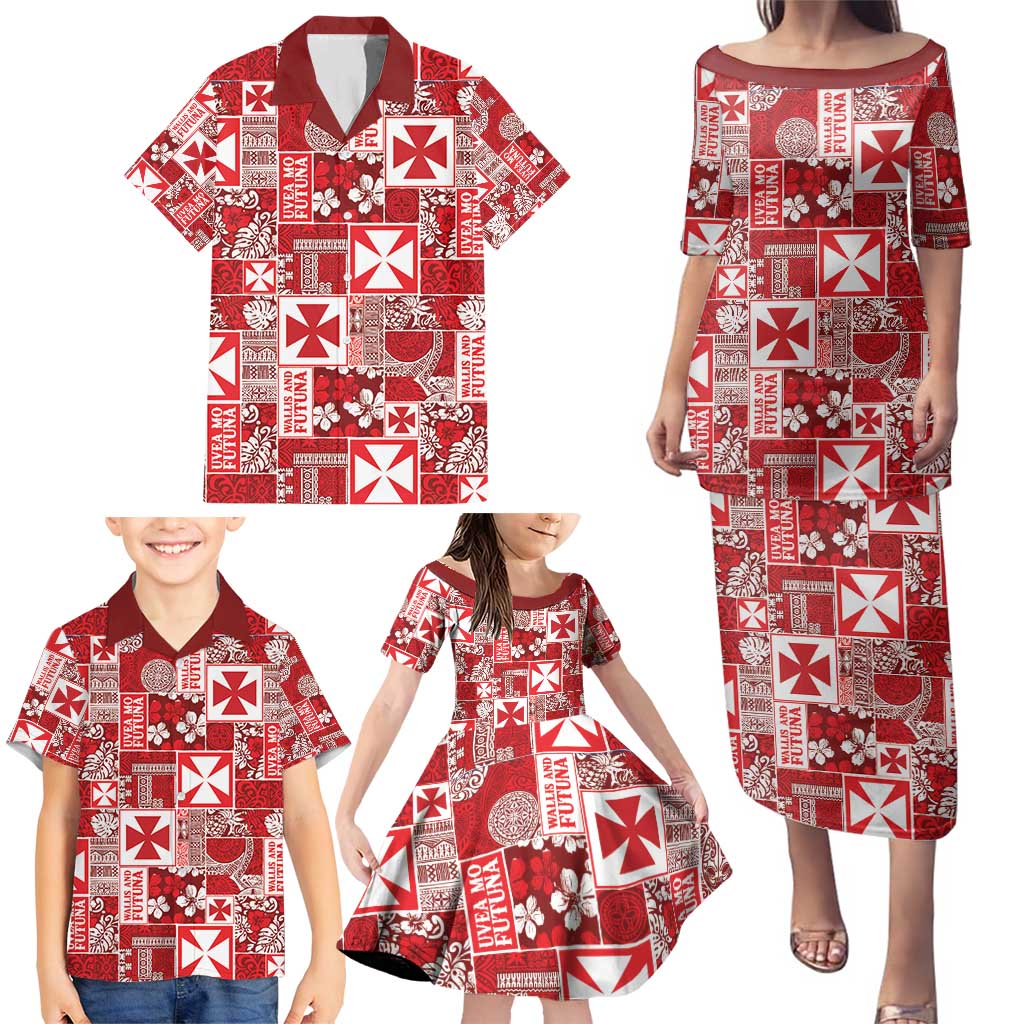 Wallis Et Futuna Kilisimasi Fiefia Family Matching Puletasi and Hawaiian Shirt Pacific Patchwork Xmas Vibes - Polynesian Pride
