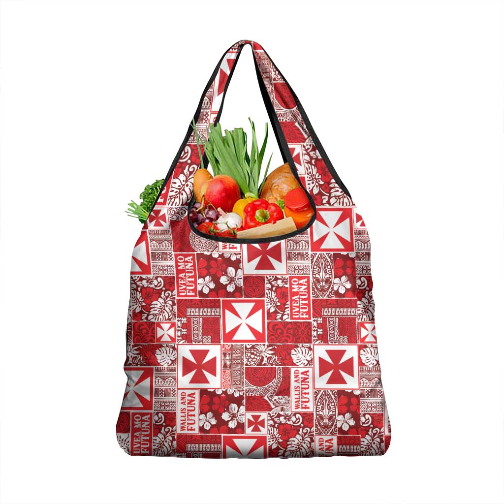 Wallis Et Futuna Kilisimasi Fiefia Grocery Bag Pacific Patchwork Xmas Vibes - Polynesian Pride