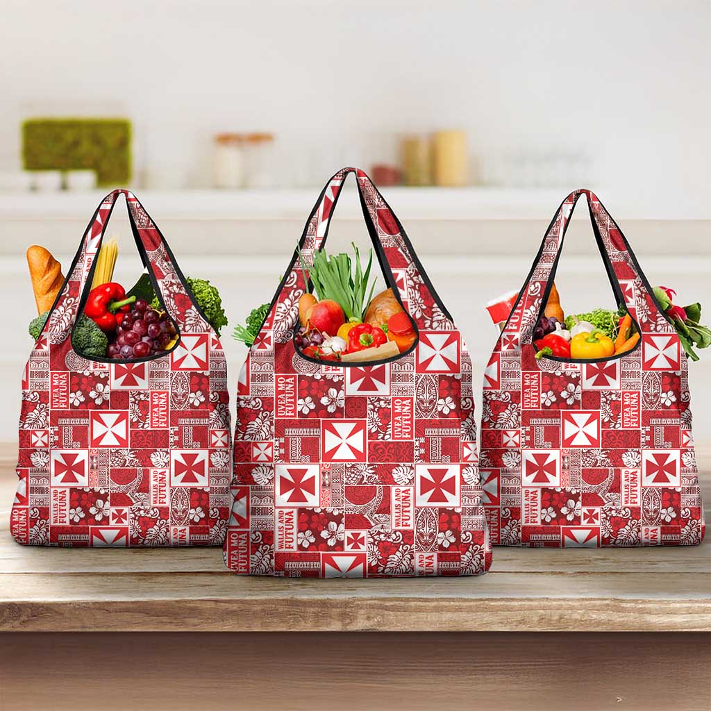 Wallis Et Futuna Kilisimasi Fiefia Grocery Bag Pacific Patchwork Xmas Vibes - Polynesian Pride