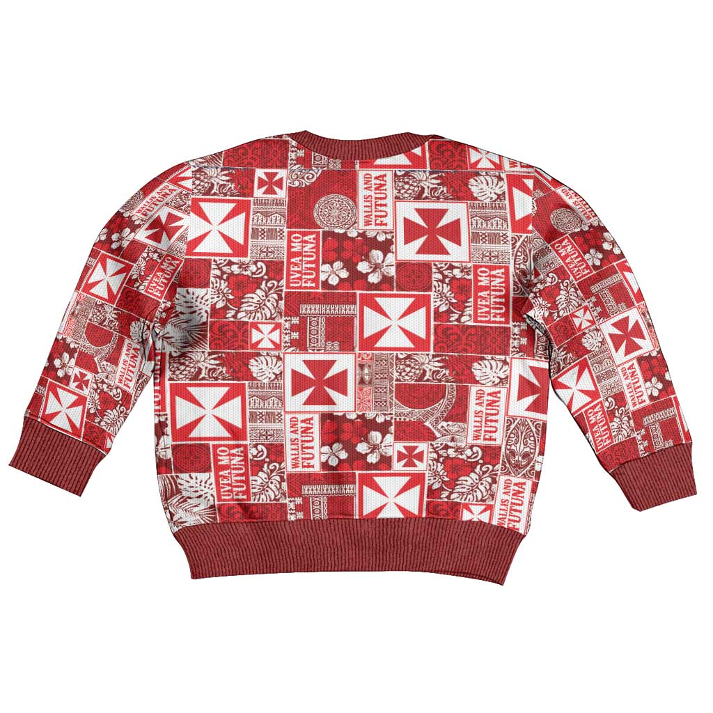 Wallis Et Futuna Kilisimasi Fiefia Kid Ugly Christmas Sweater Pacific Patchwork Xmas Vibes - Polynesian Pride