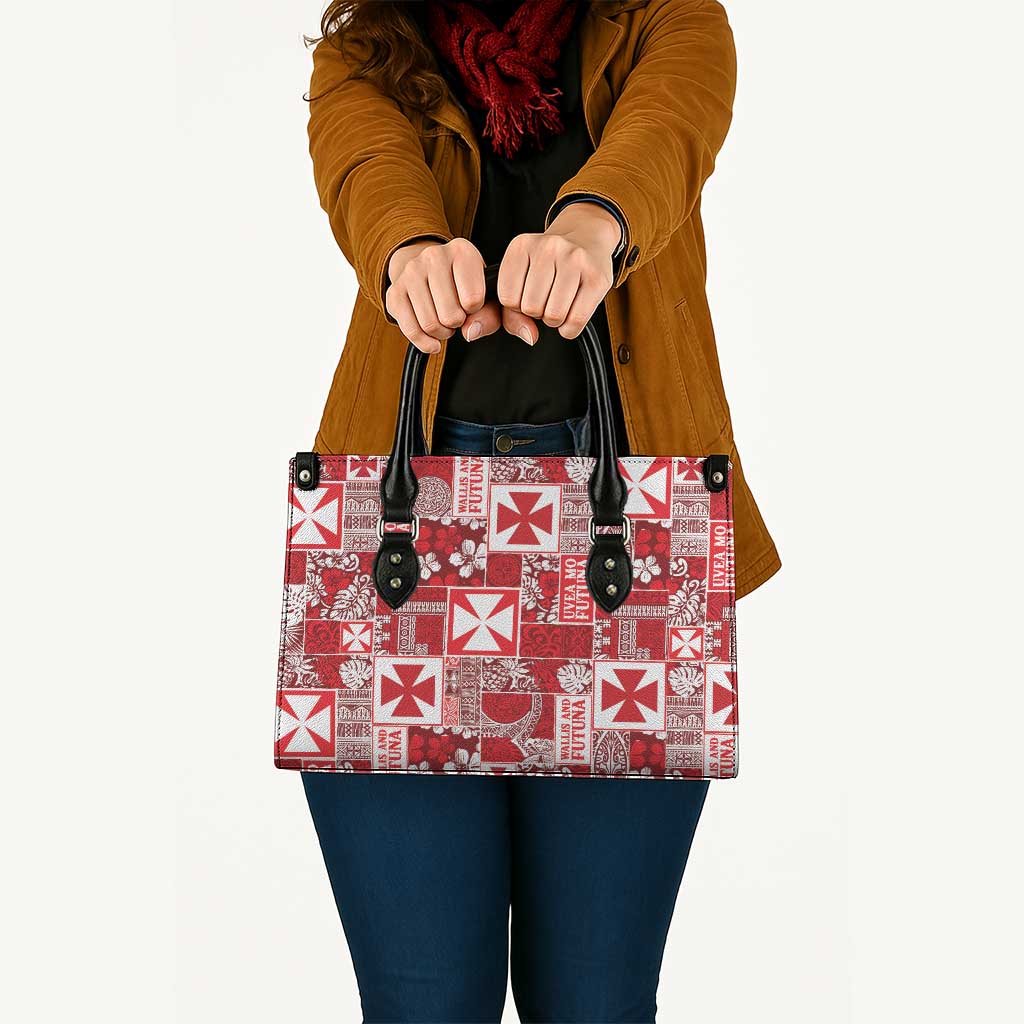 Wallis Et Futuna Kilisimasi Fiefia Leather Bag Pacific Patchwork Xmas Vibes - Polynesian Pride