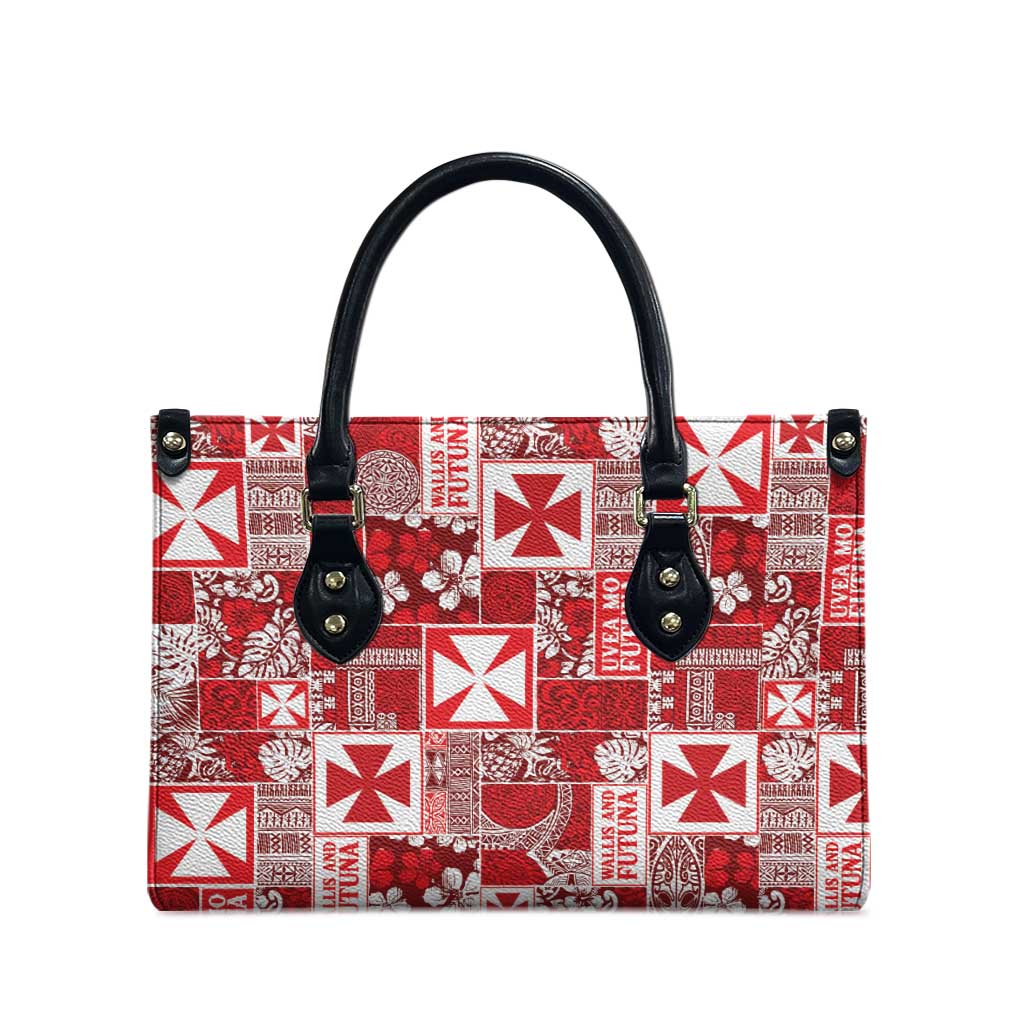 Wallis Et Futuna Kilisimasi Fiefia Leather Bag Pacific Patchwork Xmas Vibes - Polynesian Pride