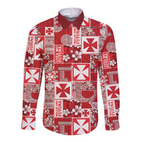 Wallis Et Futuna Kilisimasi Fiefia Long Sleeve Button Shirt Pacific Patchwork Xmas Vibes - Polynesian Pride