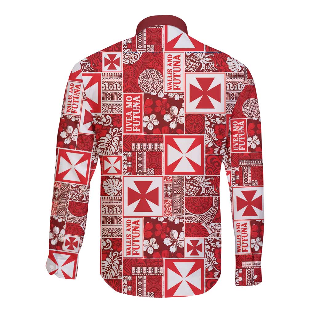 Wallis Et Futuna Kilisimasi Fiefia Long Sleeve Button Shirt Pacific Patchwork Xmas Vibes - Polynesian Pride