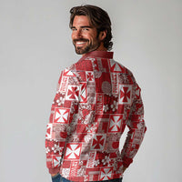 Wallis Et Futuna Kilisimasi Fiefia Long Sleeve Polo Shirt Pacific Patchwork Xmas Vibes - Polynesian Pride
