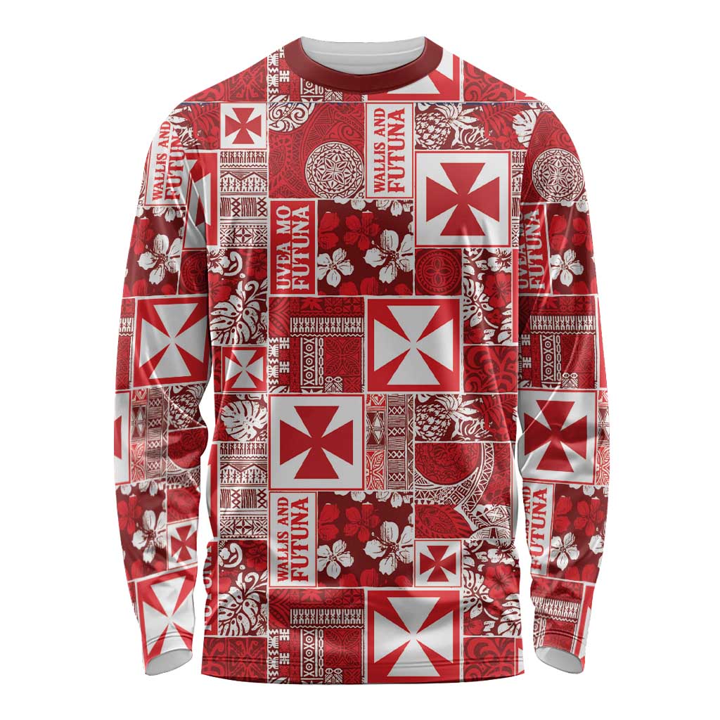 Wallis Et Futuna Kilisimasi Fiefia Long Sleeve Shirt Pacific Patchwork Xmas Vibes - Polynesian Pride