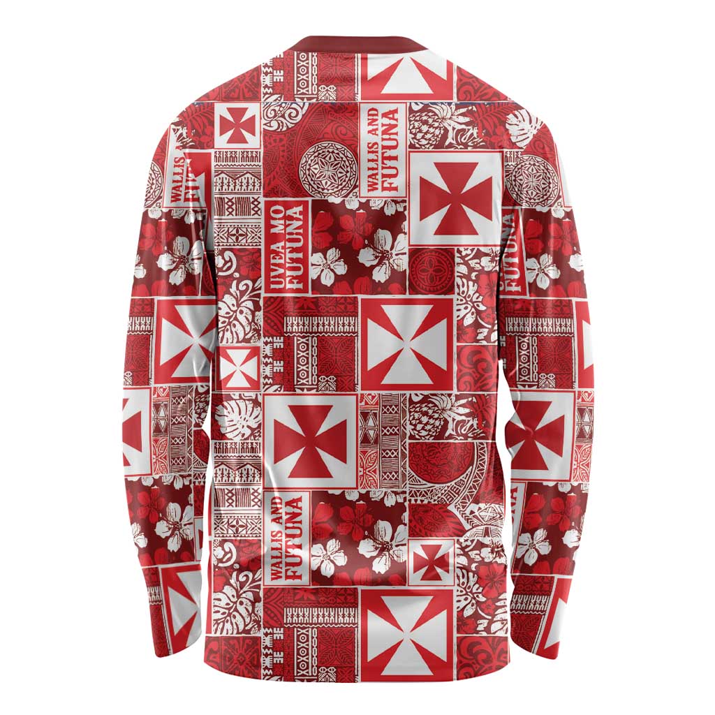 Wallis Et Futuna Kilisimasi Fiefia Long Sleeve Shirt Pacific Patchwork Xmas Vibes - Polynesian Pride
