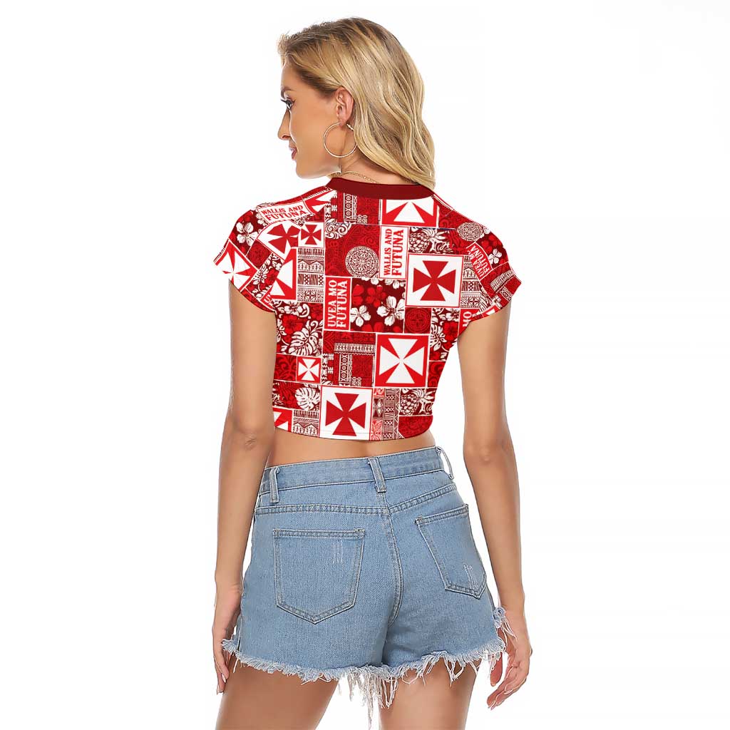 Wallis Et Futuna Kilisimasi Fiefia Raglan Cropped T Shirt Pacific Patchwork Xmas Vibes - Polynesian Pride