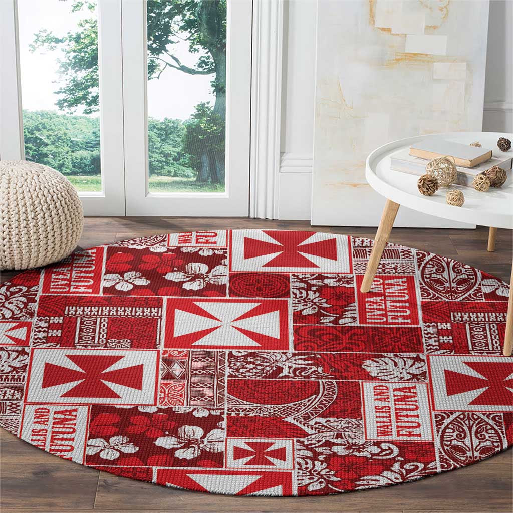 Wallis Et Futuna Kilisimasi Fiefia Round Carpet Pacific Patchwork Xmas Vibes - Polynesian Pride