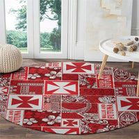 Wallis Et Futuna Kilisimasi Fiefia Round Carpet Pacific Patchwork Xmas Vibes - Polynesian Pride