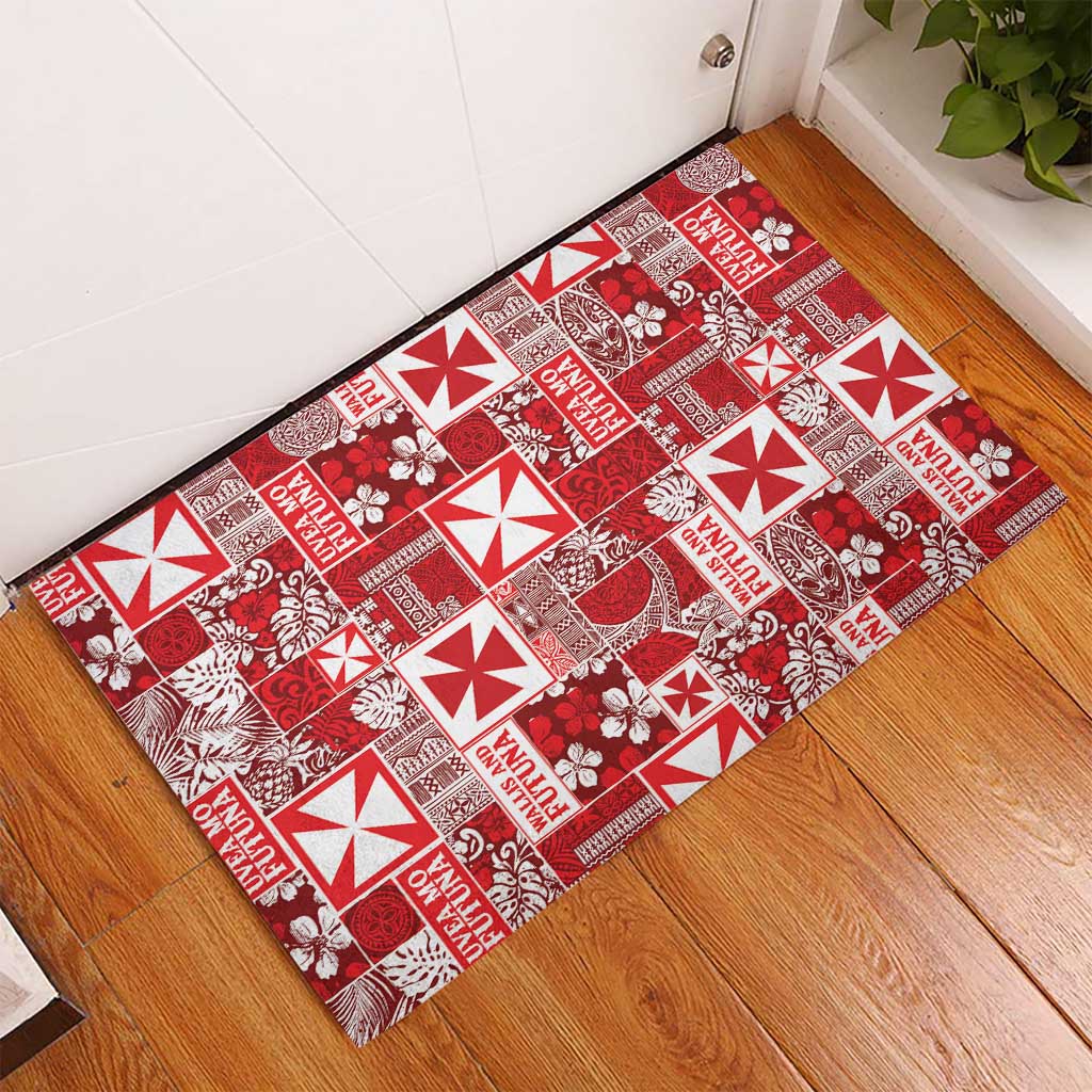 Wallis Et Futuna Kilisimasi Fiefia Rubber Doormat Pacific Patchwork Xmas Vibes - Polynesian Pride
