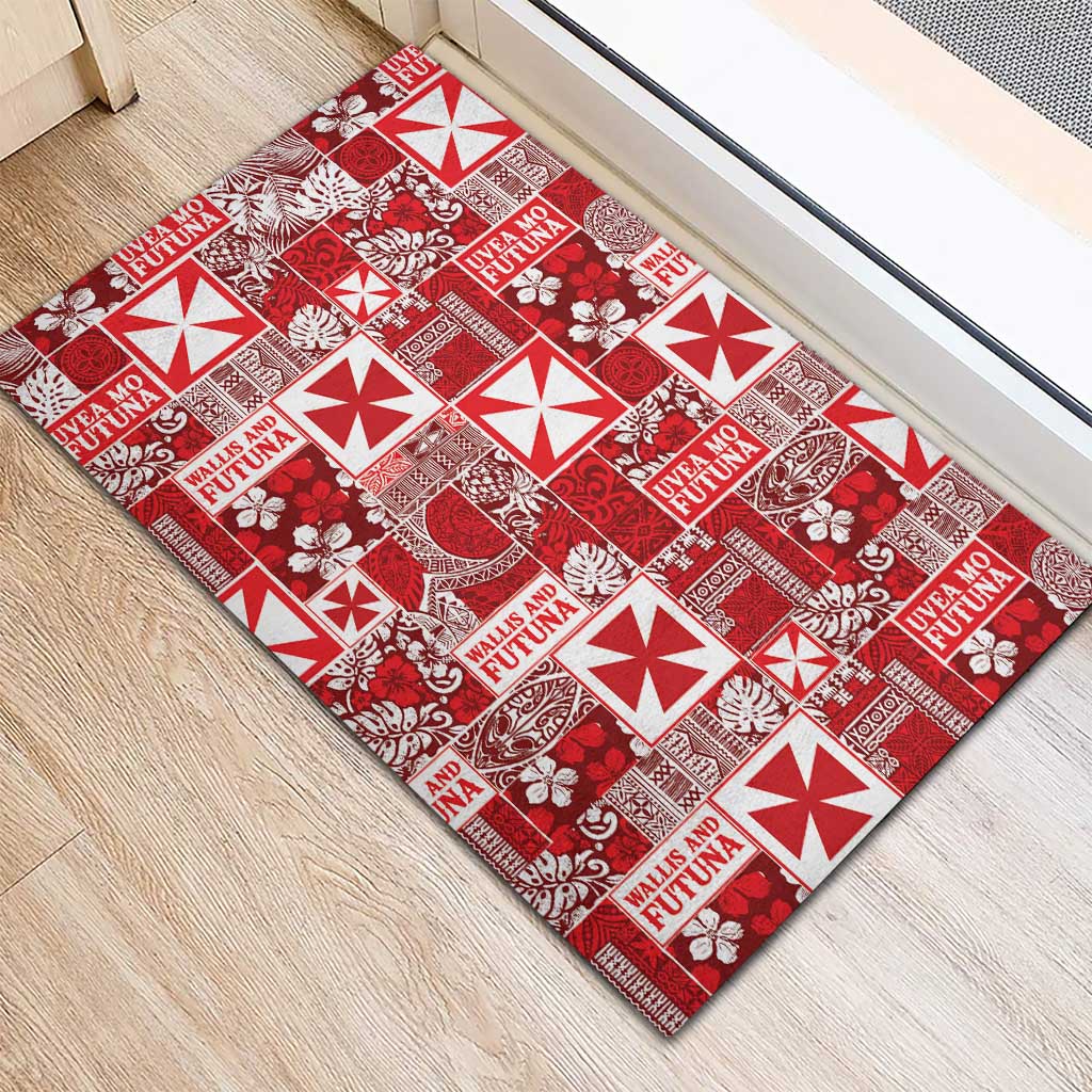 Wallis Et Futuna Kilisimasi Fiefia Rubber Doormat Pacific Patchwork Xmas Vibes - Polynesian Pride