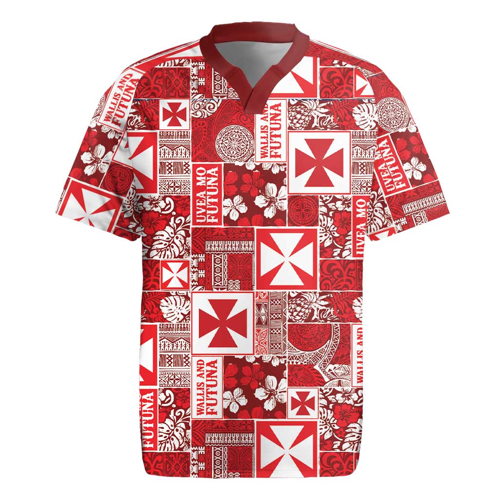Wallis Et Futuna Kilisimasi Fiefia Rugby Jersey Pacific Patchwork Xmas Vibes - Polynesian Pride