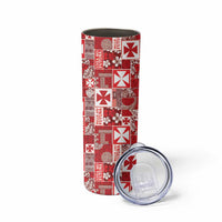 Wallis Et Futuna Kilisimasi Fiefia Skinny Tumbler Pacific Patchwork Xmas Vibes - Polynesian Pride