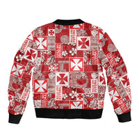 Wallis Et Futuna Kilisimasi Fiefia Sleeve Zip Bomber Jacket Pacific Patchwork Xmas Vibes - Polynesian Pride