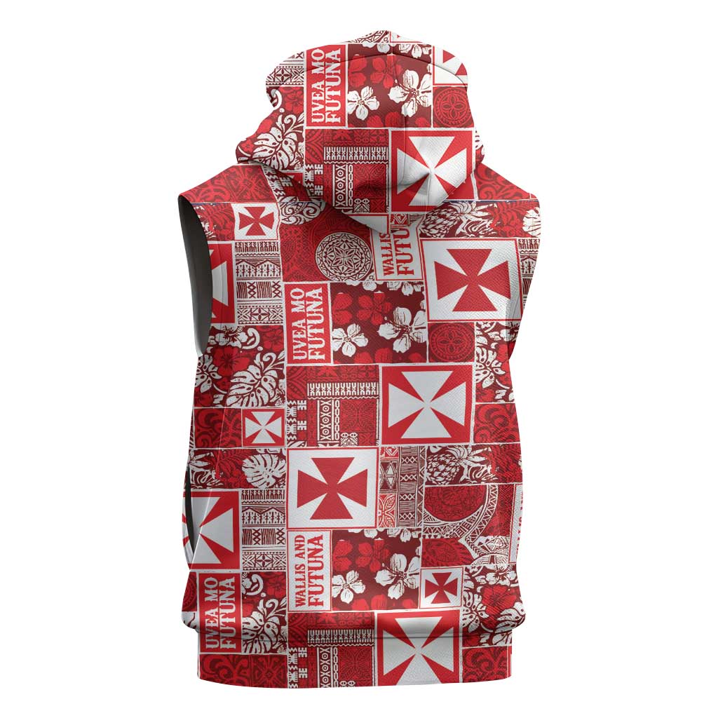 Wallis Et Futuna Kilisimasi Fiefia Sleeveless Hoodie Pacific Patchwork Xmas Vibes - Polynesian Pride