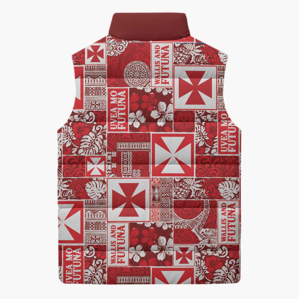 Wallis Et Futuna Kilisimasi Fiefia Sleeveless Puffer Jacket Pacific Patchwork Xmas Vibes - Polynesian Pride