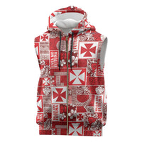 Wallis Et Futuna Kilisimasi Fiefia Sleeveless Zip Hoodie Pacific Patchwork Xmas Vibes - Polynesian Pride